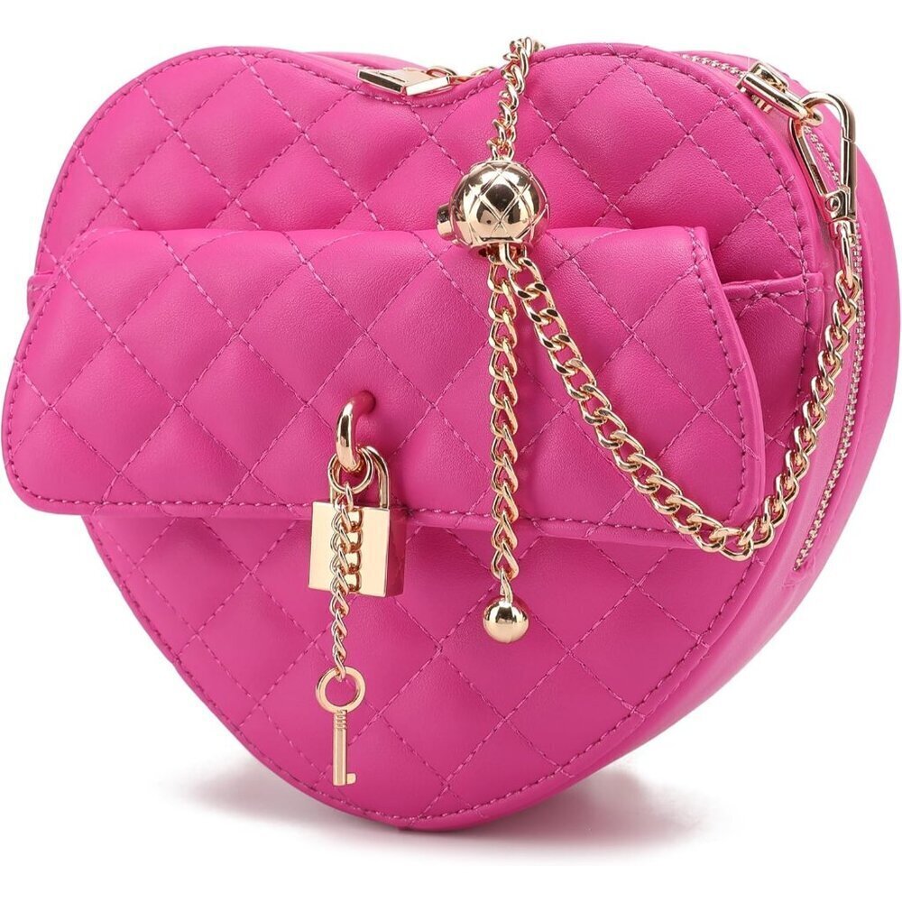 Heart Shape Satchel Crossbody Purse for Women Vegan Leather Small Shoulder Bag